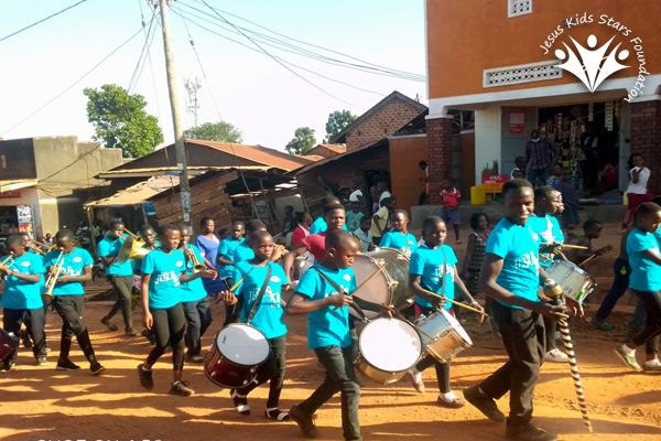 The children’s marching band on parade