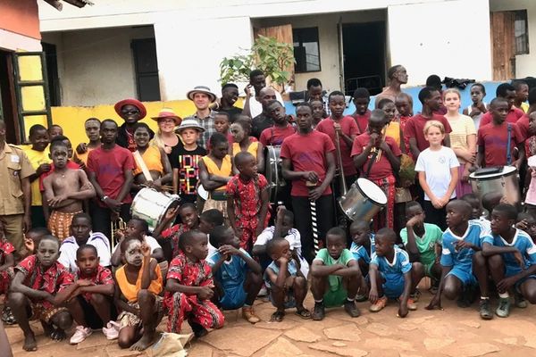 Children, staff and visiting friends of Jesus Kids Stars Foundation